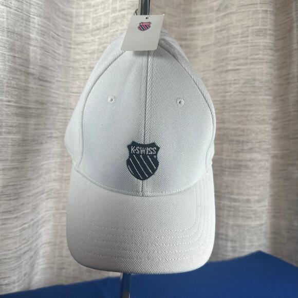 K-Swiss Hat Spell Out Script Logo Strap White Golf Beach Vacation Baseball Cap - Picture 1 of 5
